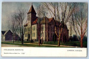 1910 London Ontario Canada Postcard Collegiate Institute Building Road Unposted