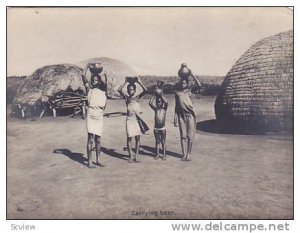 RP, Zulu Life, Zulu Children Carrying Beer, South Africa, 1920-1940s