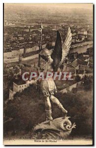 Old Postcard Lyon Basilica of Fourviere N D Statue of St Michael