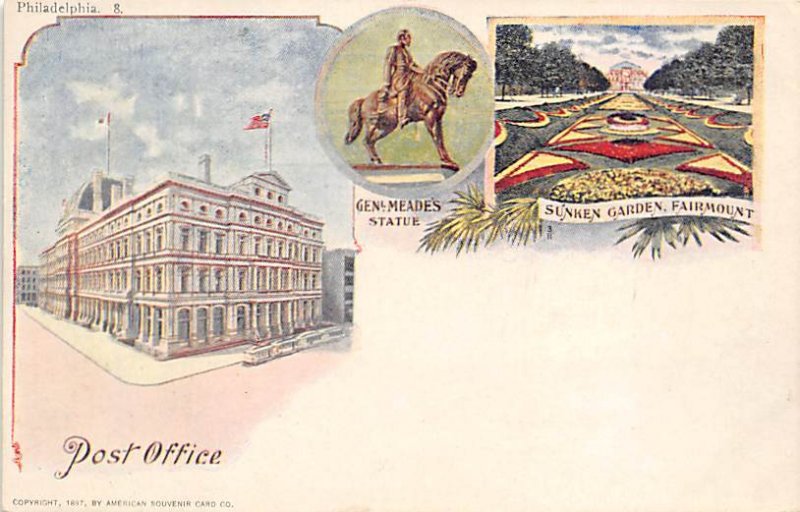 Post Office, Gen. Meade's Statue, Sunken Garden, Fairmount Philadelphia, Penn...