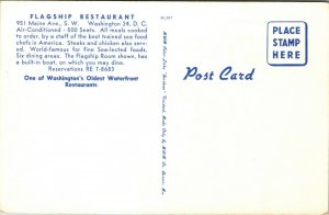 1950s FLAGSHIP RESTAURANT WASHINGTON DC  4 views WATERFRONT unposted POSTCARD