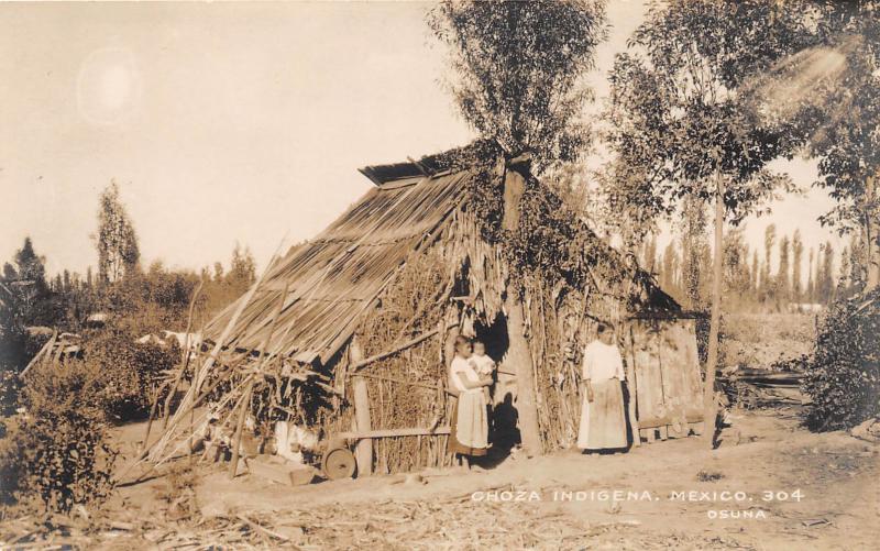 E16/ Mexico Real Photo RPPC Postcard c1930s Native People Hut Indiginous 10