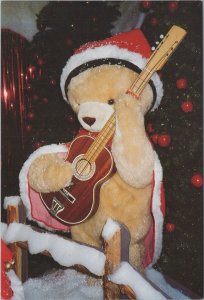 Children's Postcard - Christmas Cheltenham Busking Teddy Bear - RR17342