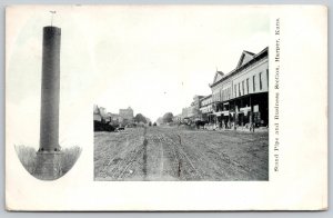 Harper Kansas~Dog Crosses Main Street~Businesses~Water Tower Stand Pipe~1908 