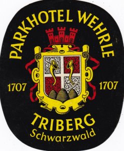 Germany Triberg im Schwarzwald Parkhotel Wehrle Vintage Luggage Label sk2007