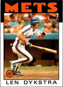 1986 Topps Baseball Card Len Dykstra New York Mets sk10715