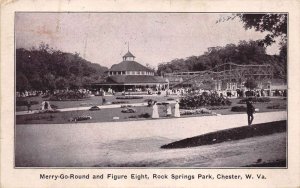 Chester West Virginia Rock Springs Park, Merry Go Round & Figure 8 PC U7887