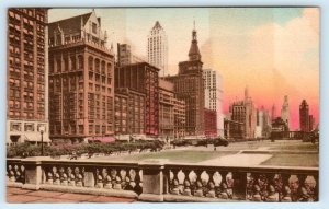 CHICAGO, IL ~ Handcolored MICHIGAN AVENUE Boulevard Street Scene  Postcard