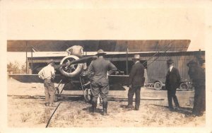 Airplane Aviator Working on Plane Real Photo Vintage Postcard AA72080