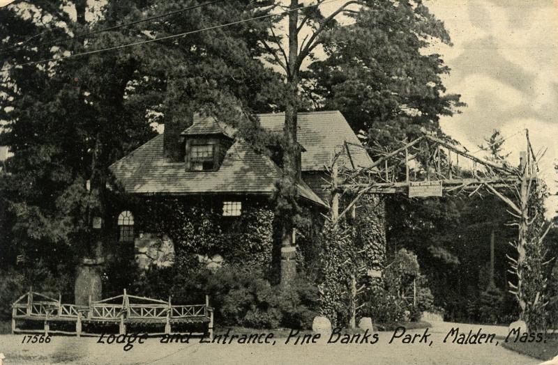 MA - Malden. Pine Banks Park, Lodge and Entrance