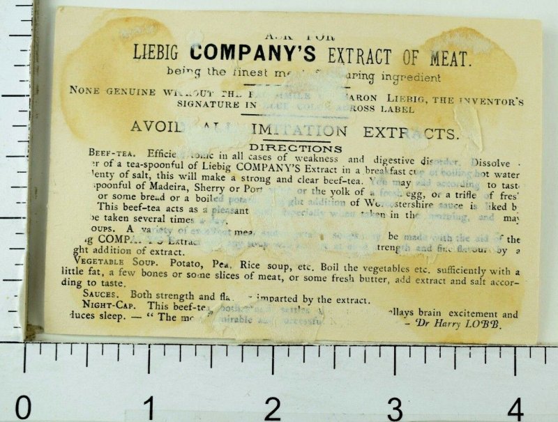 1870's-80's Chinese Children Giant Liebig Jar, English Extract Of Meat Card F82 