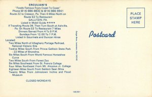 Erculiani's Restaurant Gallitzin PA Pennsylvania Postcard