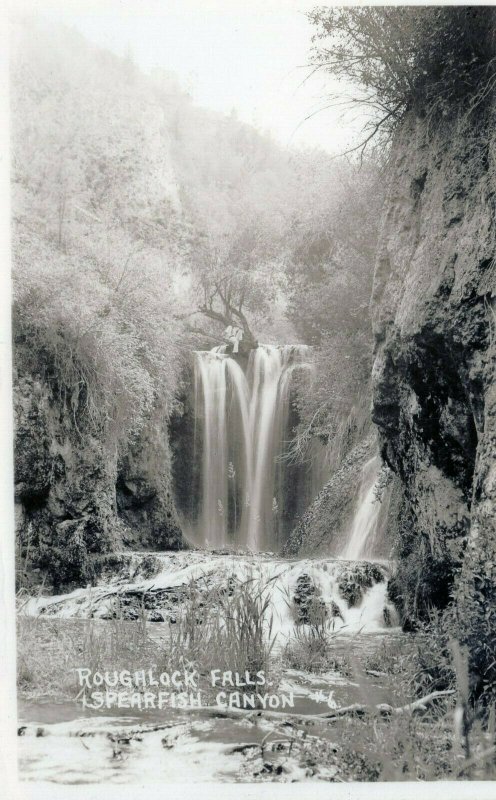 Postcard SD South Dakota Spearfish Canyon Rough Lock Falls Black Hills RPPC