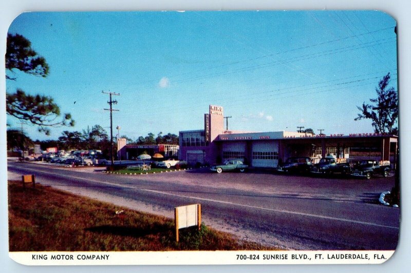 Fort Lauderdale Florida Postcard King Motor Company Oldsmobile GMC Truck c1960
