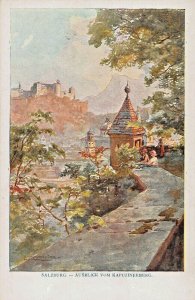 SALZBURG AUSTRIA~AUSBLICK vom KAPUZINERBERG~KUNSTLER ARTIST POSTCARD