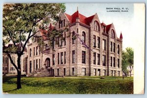 Lawrence Kansas KS Postcard Snow Hall Kansas University Exterior Building c1908