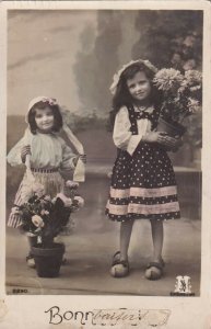 RP: BIRTHDAY, 1910-20s; Bonne Fete, Girls with potted flowers