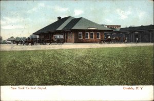 Oneida NY New York Central RR Train Depot Station c1910 Postcard