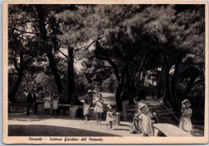 VINTAGE POSTCARD CONTINENTAL SIZE THE PERIMPATO GARDENS IN TARANTO ITALY 1930s