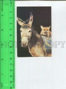 474452 USSR 1985 year circus trained donkey and fox Original old Pocket CALENDAR