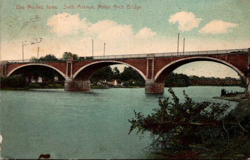 Iowa Des Moines Sixth Avenue Melan Arch Bridge 1910