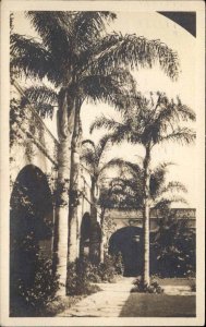 Santa Barbara California CA Palms & Court Yard Anderson Photo Service RPPC c1930