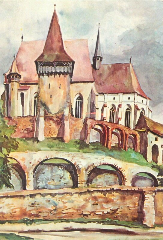 Lot 10 artist cards Romania Transylvania architecture by Juliana Fabritius-Dancu 