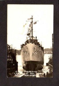 ME USS Meredith DD 890 Ship Navy Naval Bath Iron Works Maine Real Photo RPPC RP