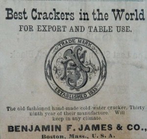 1870s Benjamin F. James & Co., Best Crackers, Engraved Victorian Print Ad F3