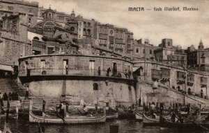Malta Fish Market Marina Vintage Postcard 08.73