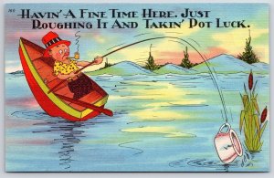 Cute Little Boy Having Fine Time Playing Pot Luck In The Ocean Comic Postcard