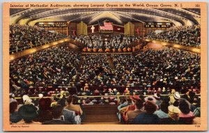 1948 Interior Methodist Auditorium Largest Organ Ocean Grove NJ Posted Postcard