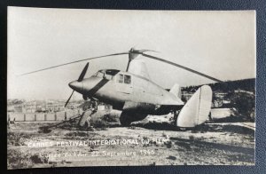 Mint France RPPC Real Picture Postcard 1946 Cannes Festival Helicopter Tricycle