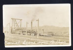 RPPC BALBOA PANAMA CANAL ZONE SCENE BOATS LOCKS VINTAGE REAL PHOTO POSTCARD