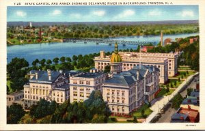 New Jersey State Capitol and Annex Showing Delaware River In Background Curteich