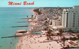 Vintage Postcard Miles Of Solver Sand Beaches Hotel Paradise Miami Beach Florida