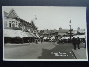 London Middlesex HOUNSLOW Cressy Corner FOUNTAIN ICES c1930s RP Postcard