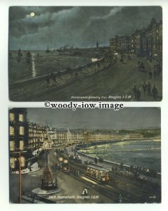 tp9496 - I.O.M.- Cards X 2 of Loch Promenade Illuminations, and Pier - postcard