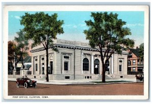 c1920 Exterior View Post Office Building Clinton Iowa Vintage Antique Postcard 