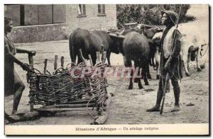 Old Postcard Black Man negro Missions & # 39Afrique A native hitch