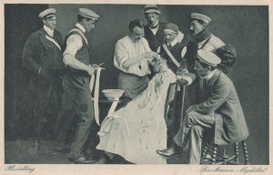 German Fencing Sword Fighting Doctor Head Wound Heidelberg Postcard