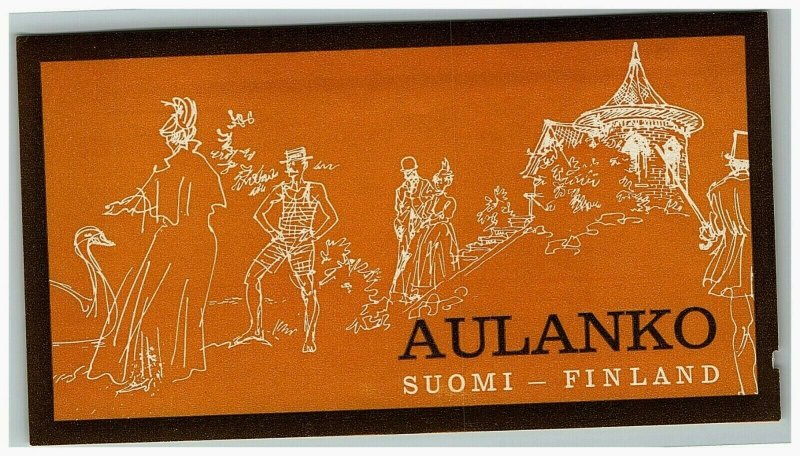 Aulanko Suomi Finland Luggage Label Vtg Sticker Stamp Poster Original