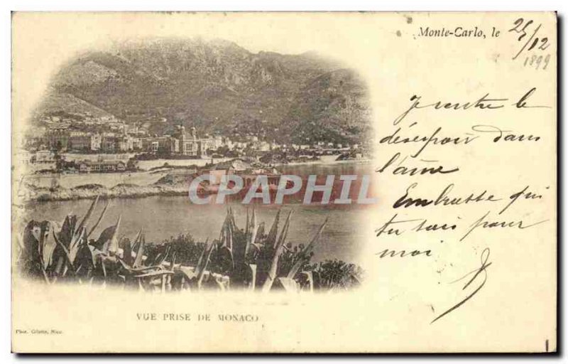 Old Postcard Vue Prize De Monaco Map 1899