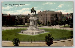 Richmond VA Lee Circle Confederate Monument Virginia 1911 Postcard B48