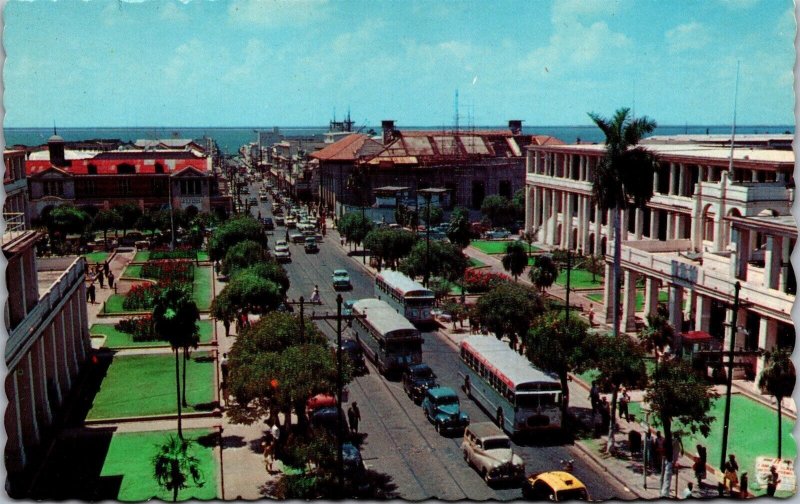 Vtg Kingston Jamaica King Street View Looking Towards Harbour Postcard