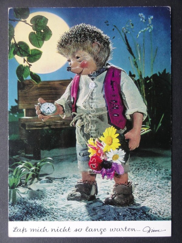 Mecki Hedgehog ROMANCE & FLOWERS THEME c1970/80's Postcard by Diehl Film 404