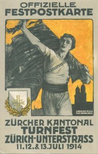 Swiss Federal Gymnastics Festival Event Zurich 1914 Switzerland poster postcard