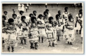 c1950's Samoan Tribal People Wearing Traditional Dress RPPC Photo Postcard