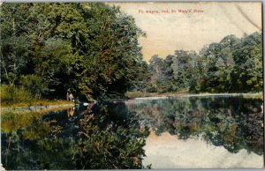 St. Mary's River, Fort Wayne IN Vintage Postcard V35