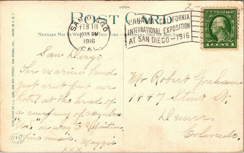 Vtg 1910's Residence Mr John D Spreckels Coronado Beach California CA Postcard